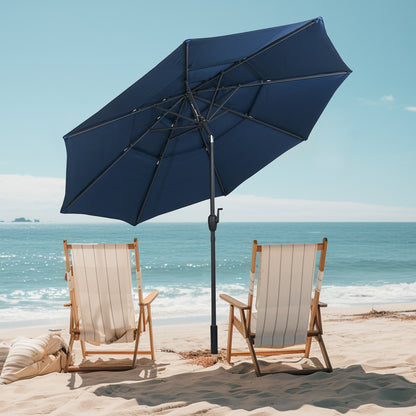 10 ft 3-Tier Vented Patio Umbrella, Push Button Tilt, Navy Outdoor Umbrellas at Gallery Canada