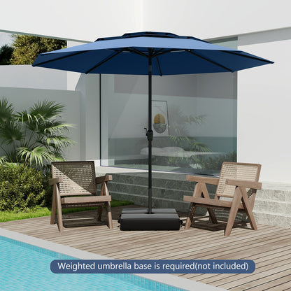 10 ft 3-Tier Vented Patio Umbrella, Push Button Tilt, Navy Outdoor Umbrellas at Gallery Canada