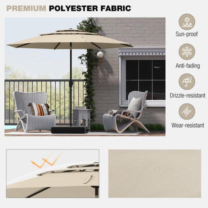 10 ft 3-Tier Vented Patio Umbrella, Push Button Tilt, Beige Outdoor Umbrellas at Gallery Canada