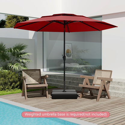 10 ft 3-Tier Vented Patio Umbrella, Push Button Tilt, Red Outdoor Umbrellas at Gallery Canada