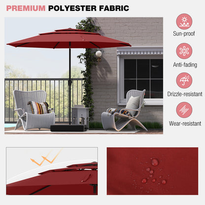 10 ft 3-Tier Vented Patio Umbrella, Push Button Tilt, Red Outdoor Umbrellas at Gallery Canada