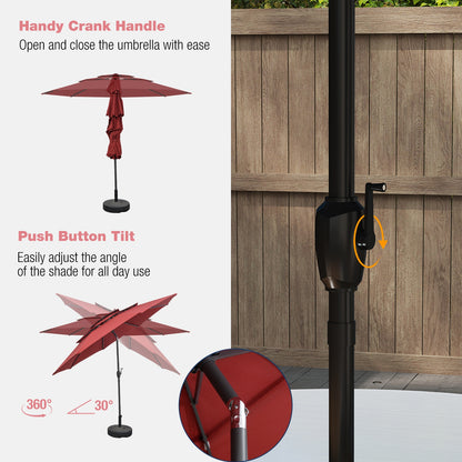 10 ft 3-Tier Vented Patio Umbrella, Push Button Tilt, Red Outdoor Umbrellas at Gallery Canada