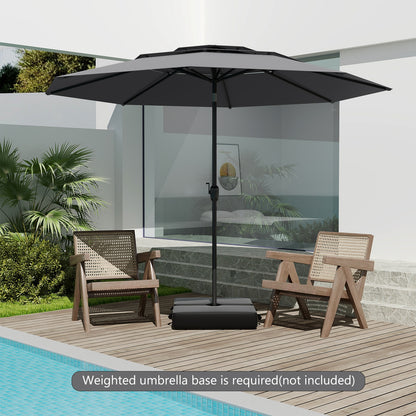 10 ft 3-Tier Vented Patio Umbrella, Push Button Tilt, Gray Outdoor Umbrellas at Gallery Canada