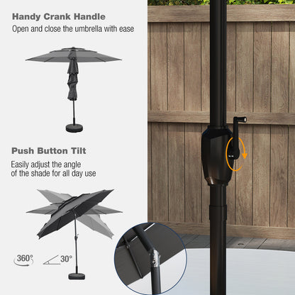 10 ft 3-Tier Vented Patio Umbrella, Push Button Tilt, Gray Outdoor Umbrellas at Gallery Canada