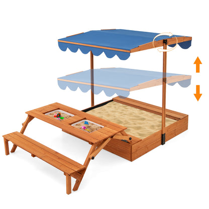 Kids Wooden Sand Box, Foldable Picnic Sensory Table, Bench, Natural Sandboxes at Gallery Canada