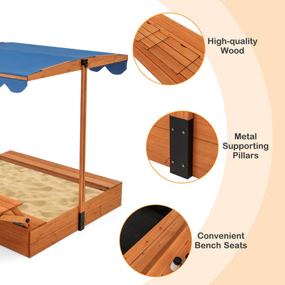 Kids Wooden Sand Box, Foldable Picnic Sensory Table, Bench, Natural Sandboxes at Gallery Canada