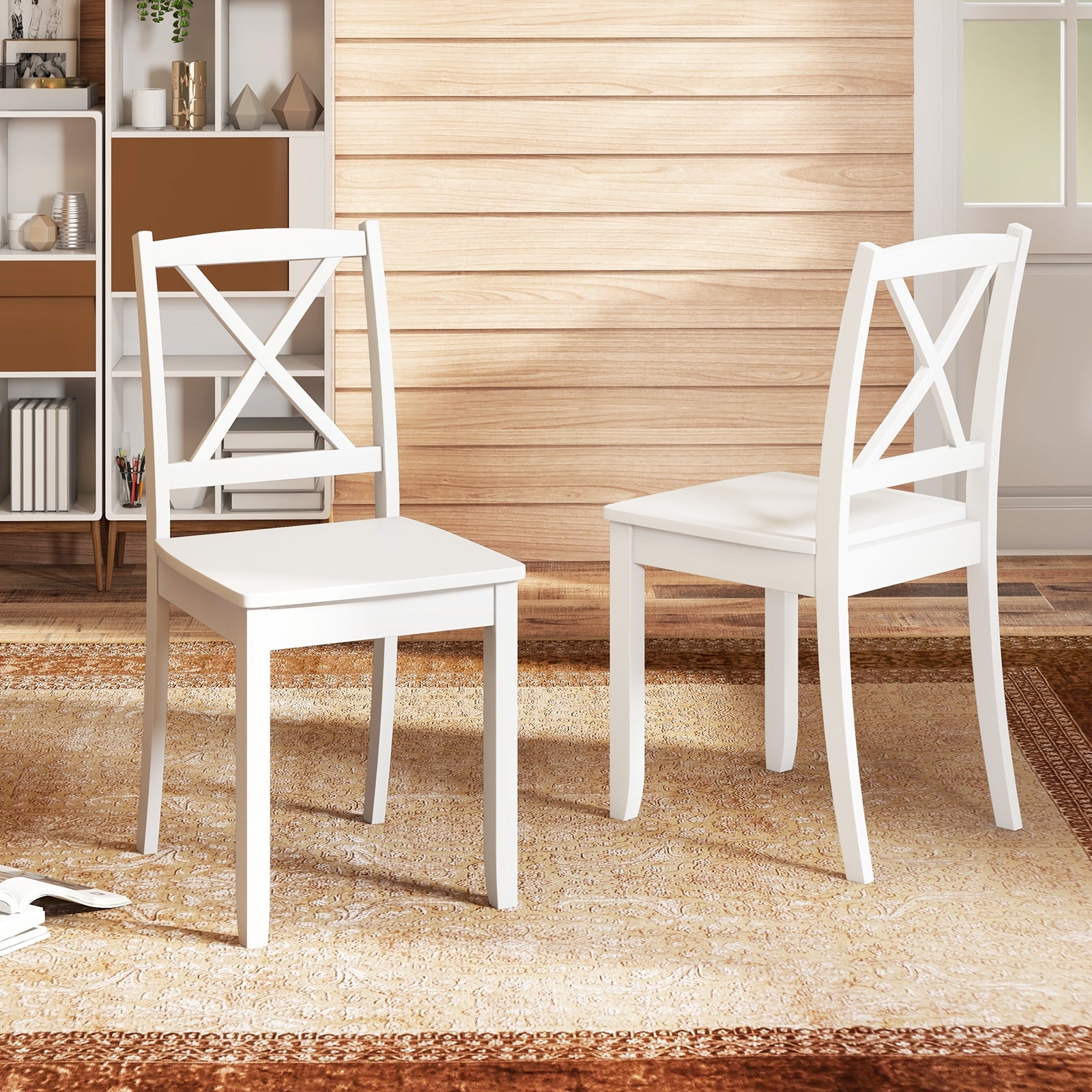 Wood Dining Chair Set, Rubber Wood Legs, Curved Backrest, White Dining Chairs at Gallery Canada