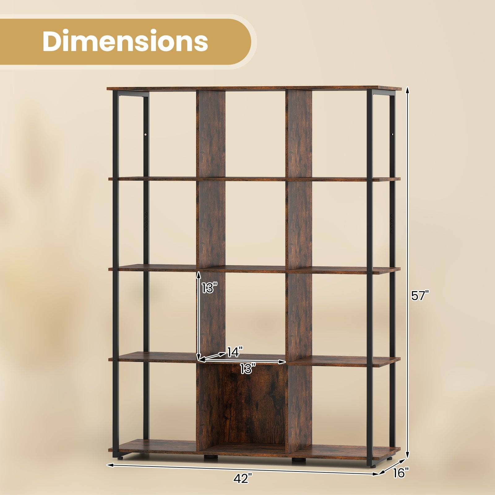 12-Cube Bookcase, With Anti-Tipping Kits, Rustic Brown Bookcases at Gallery Canada