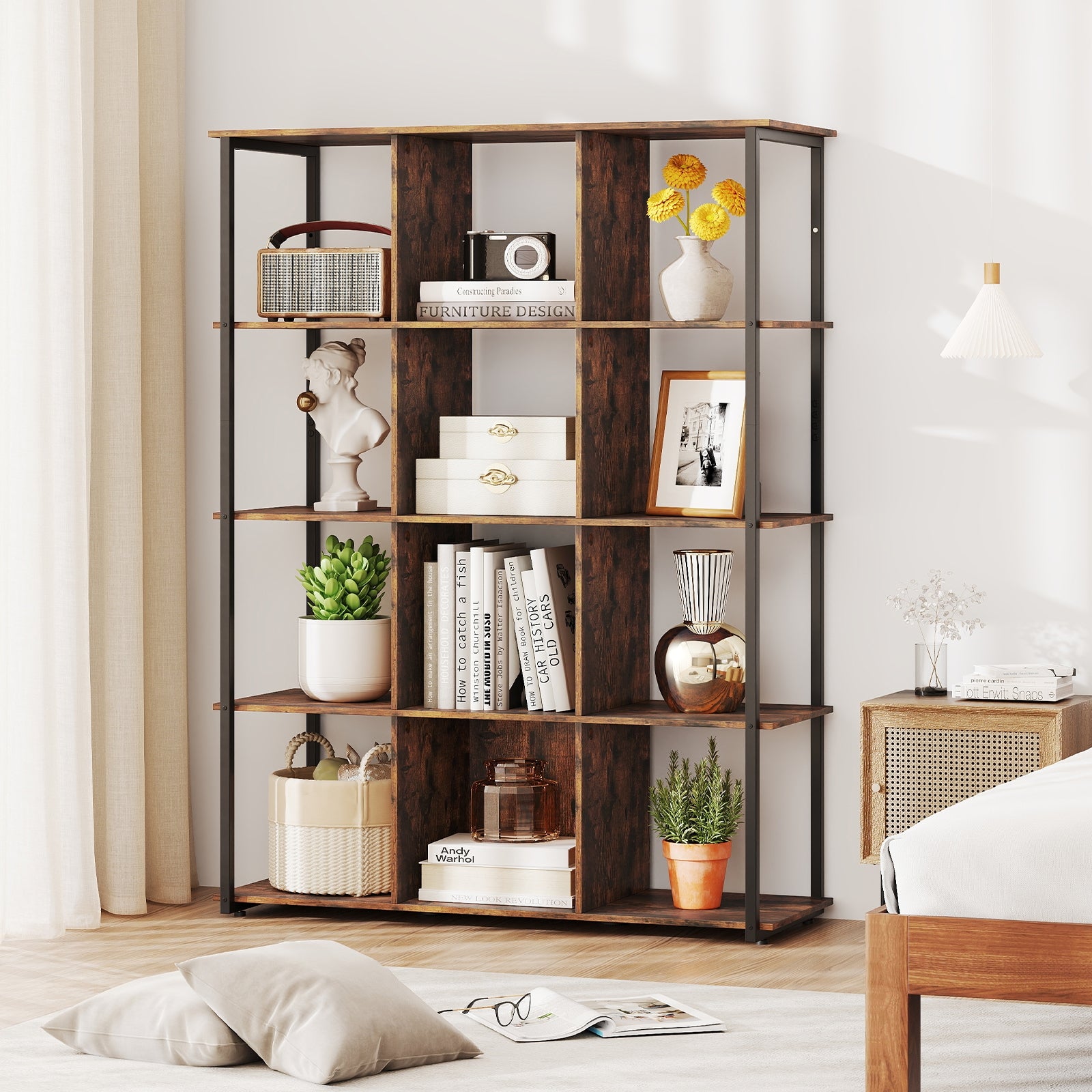 12-Cube Bookcase, With Anti-Tipping Kits, Rustic Brown Bookcases at Gallery Canada
