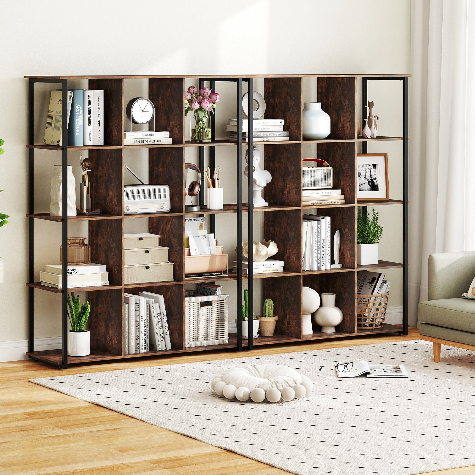 12-Cube Bookcase, With Anti-Tipping Kits, Rustic Brown Bookcases at Gallery Canada