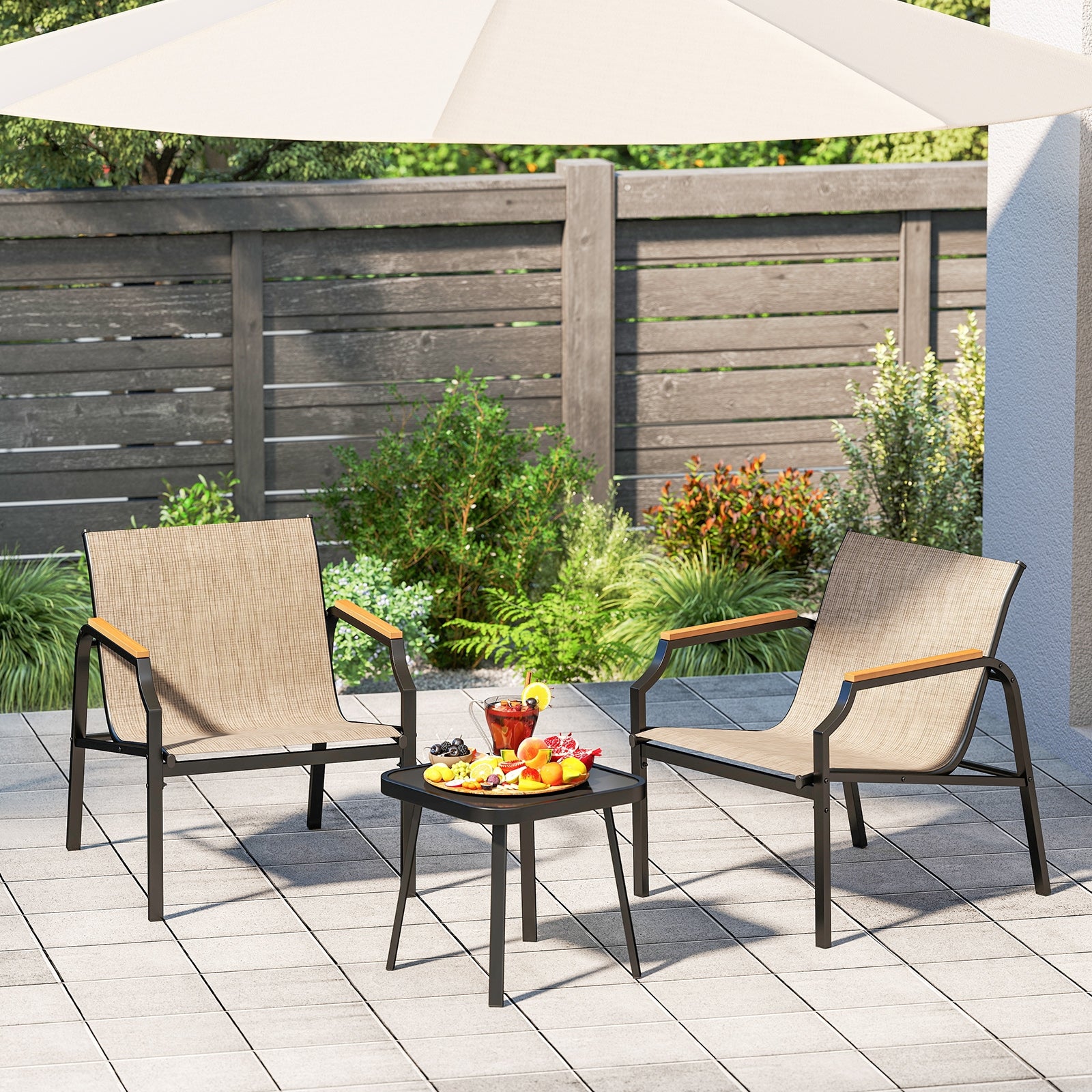 3 Piece Outdoor Chair Set, Brown Patio Conversation Sets at Gallery Canada