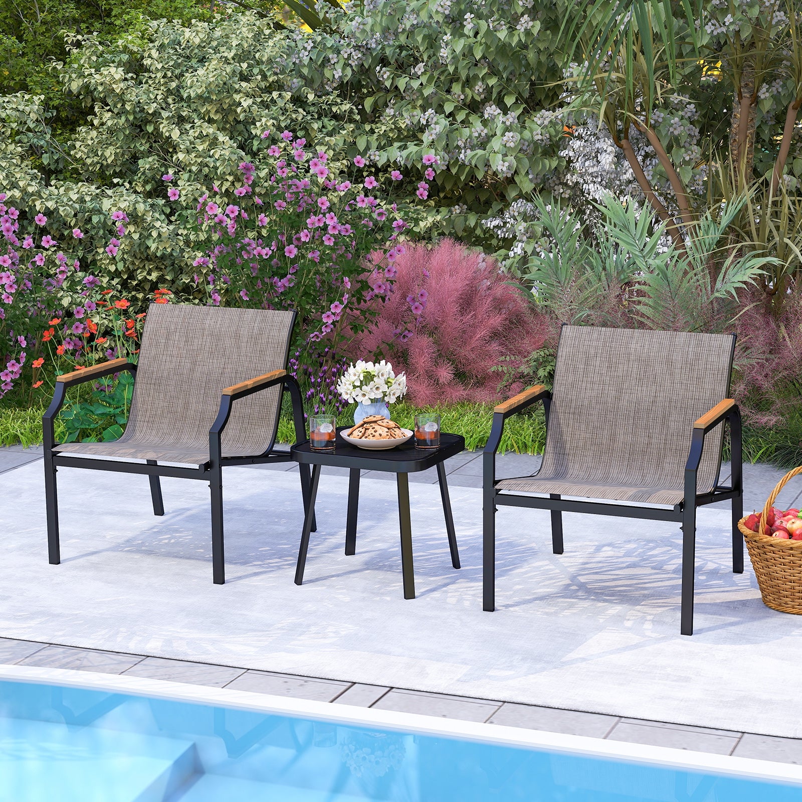 3 Piece Outdoor Chair Set, Brown Patio Conversation Sets at Gallery Canada
