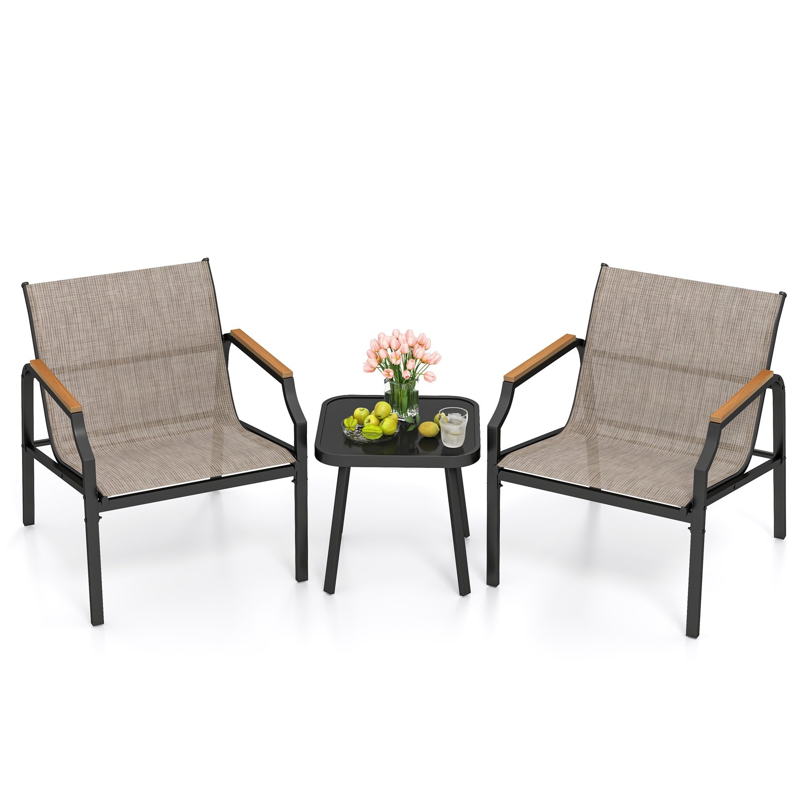 3 Piece Outdoor Chair Set, Brown Patio Conversation Sets at Gallery Canada
