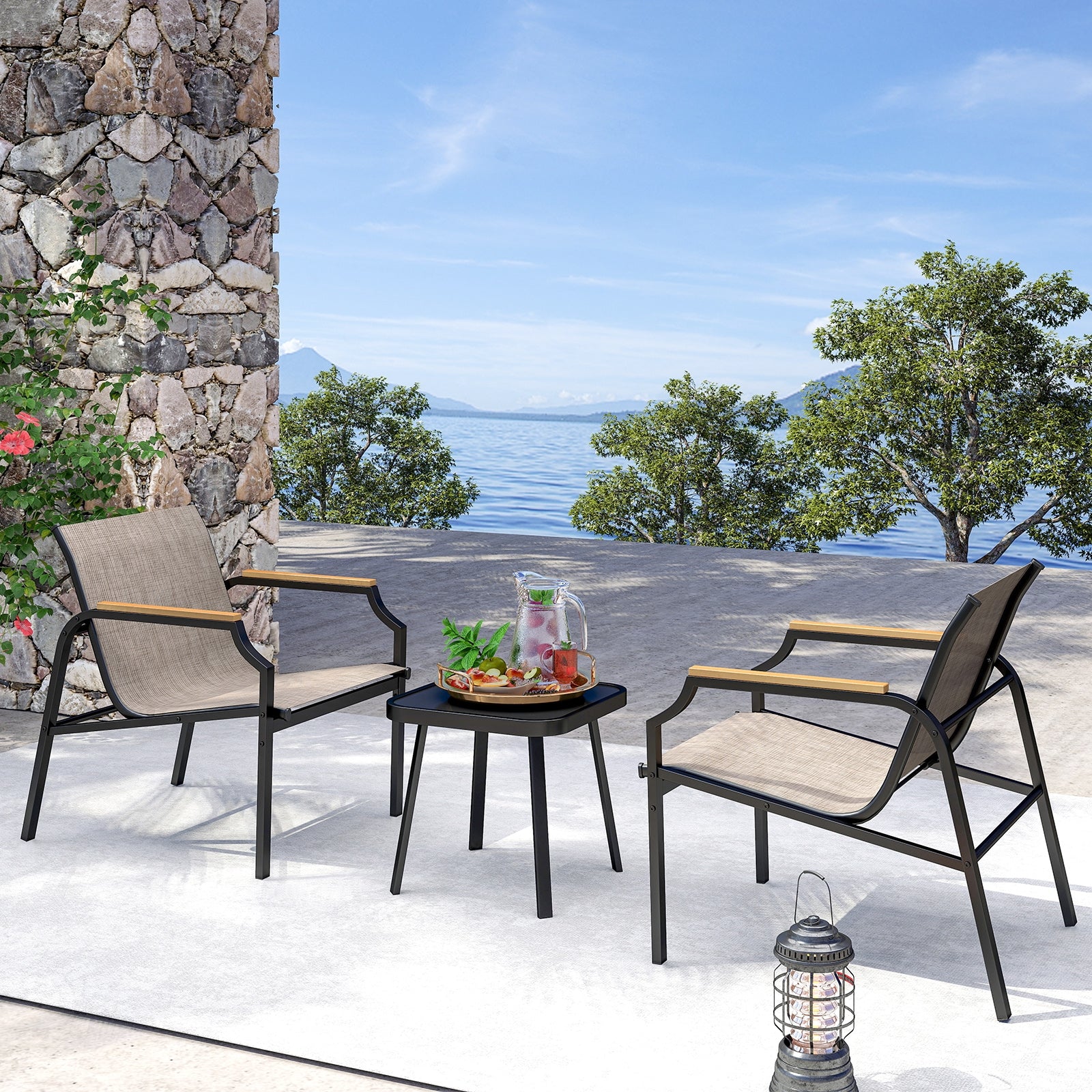 3 Piece Outdoor Chair Set, Brown Patio Conversation Sets at Gallery Canada