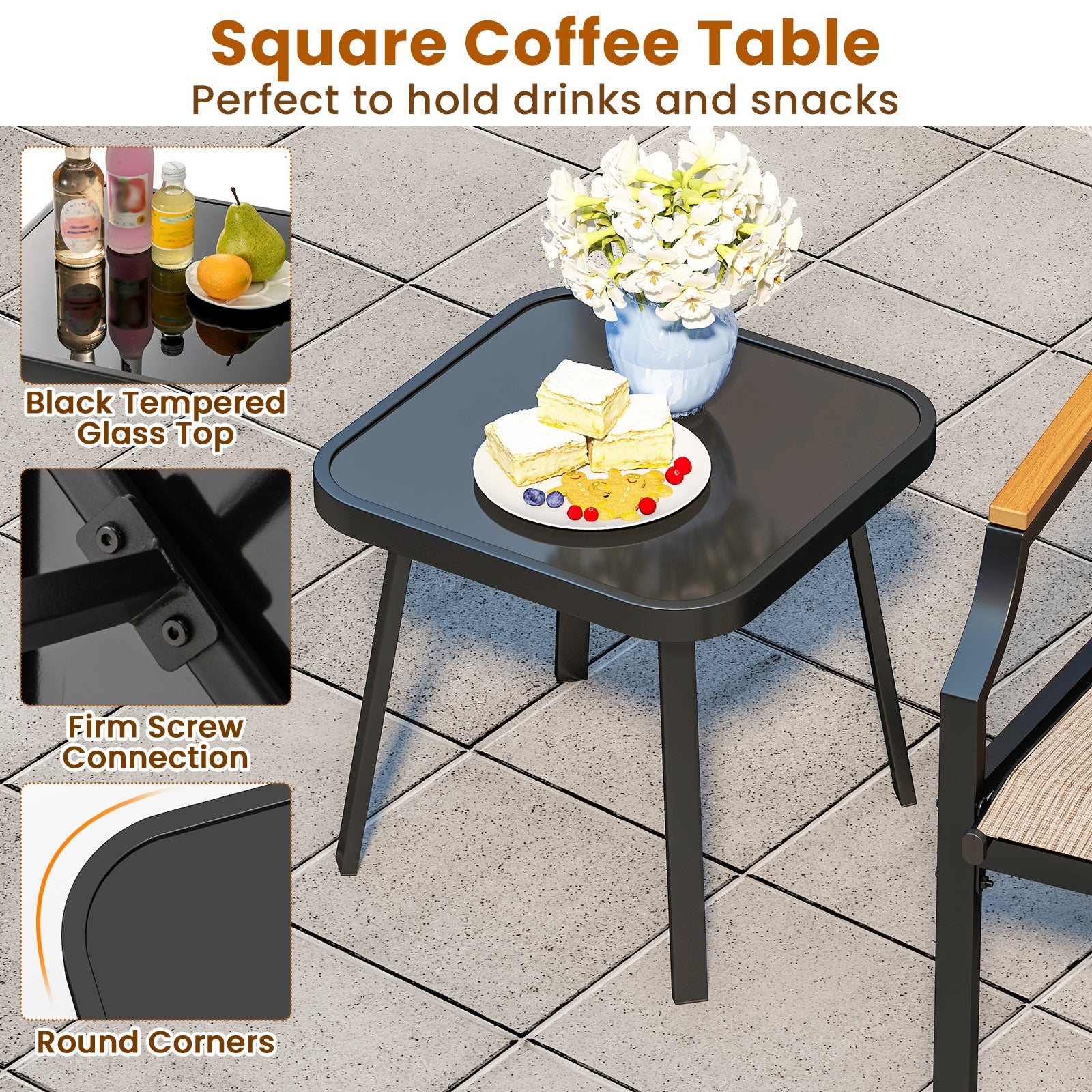 3 Piece Outdoor Chair Set, Brown Patio Conversation Sets at Gallery Canada