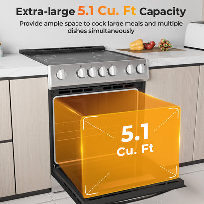 30 Inch Freestanding Slide-In Stove, 4 Burner Ceramic Cooktop, Silver Food Warmers & Burners at Gallery Canada
