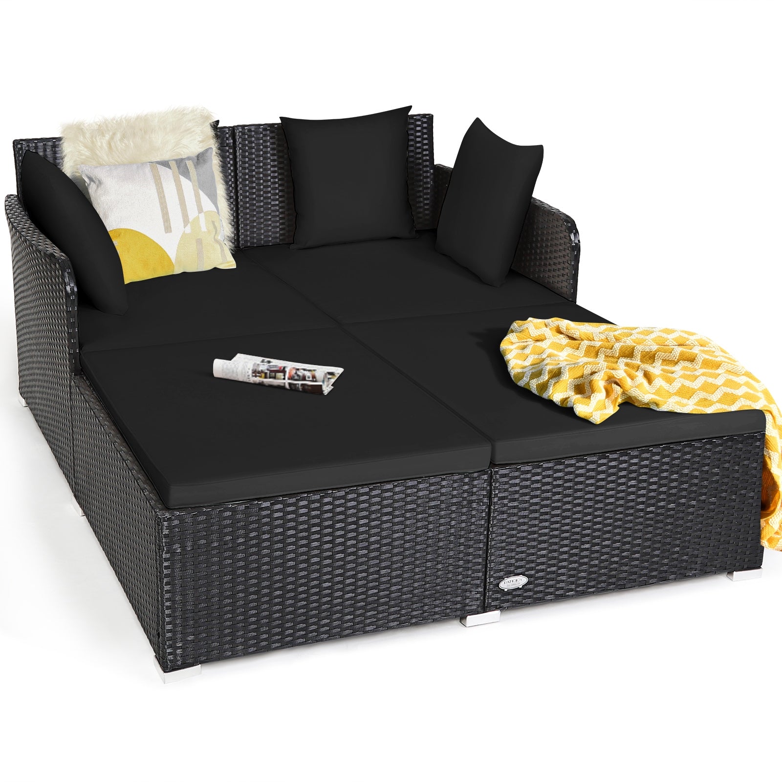 Outdoor Rattan Daybed With Cushions, Black Outdoor Sectionals at Gallery Canada