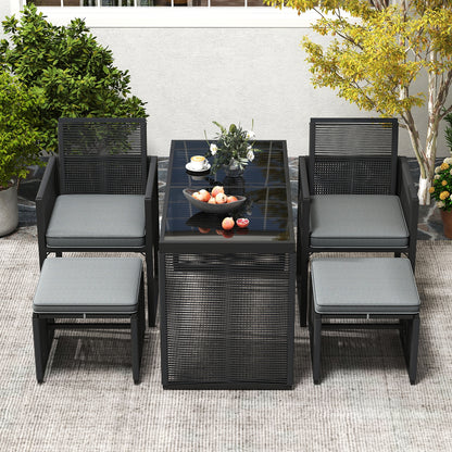 5 Piece Outdoor Conversation Set, Removable Cushions, Gray Patio Conversation Sets at Gallery Canada