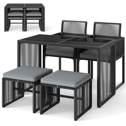 5 Piece Outdoor Conversation Set, Removable Cushions, Gray Patio Conversation Sets Gray at Gallery Canada