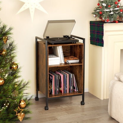 Mobile Record Player Stand With Power Outlet, Rustic Brown End & Side Tables at Gallery Canada