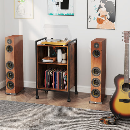 Mobile Record Player Stand With Power Outlet, Rustic Brown End & Side Tables at Gallery Canada