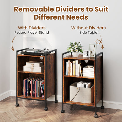 Mobile Record Player Stand With Power Outlet, Rustic Brown End & Side Tables at Gallery Canada