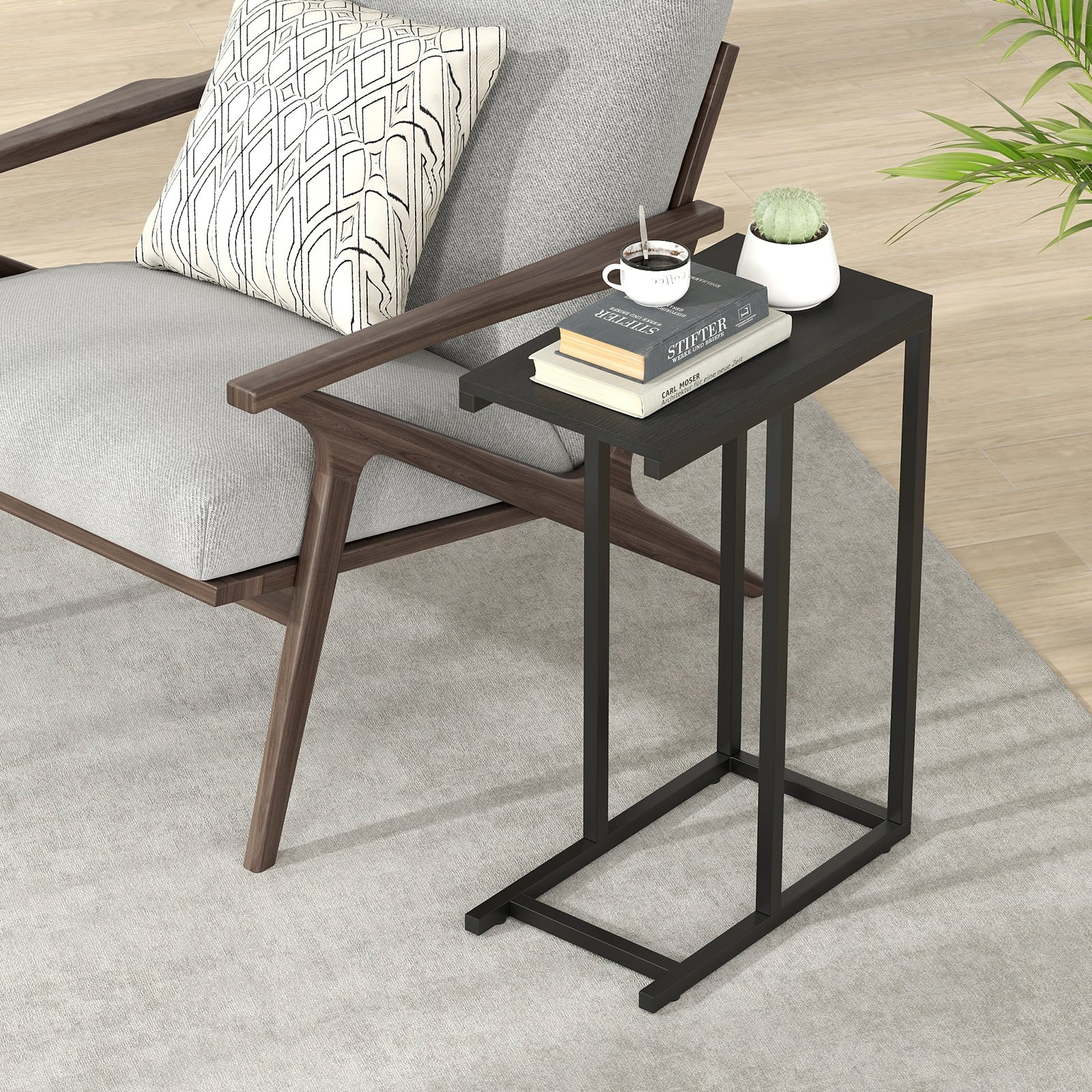 C-Shaped Side Table, Heavy-Duty Metal Frame, Black End & Side Tables at Gallery Canada