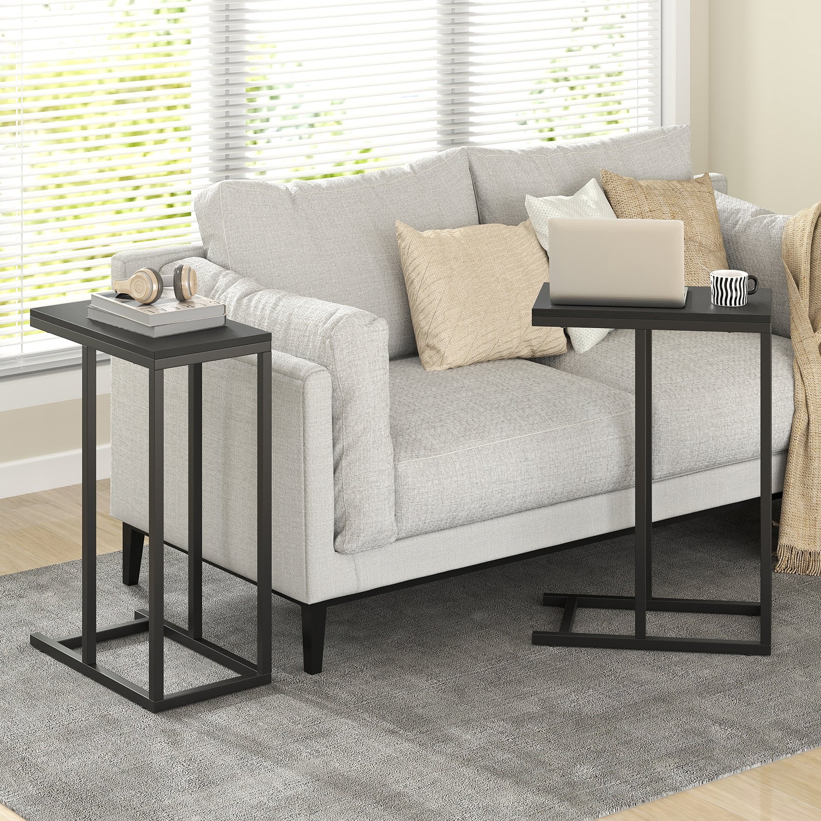 C-Shaped Side Table, Heavy-Duty Metal Frame, Black End & Side Tables at Gallery Canada