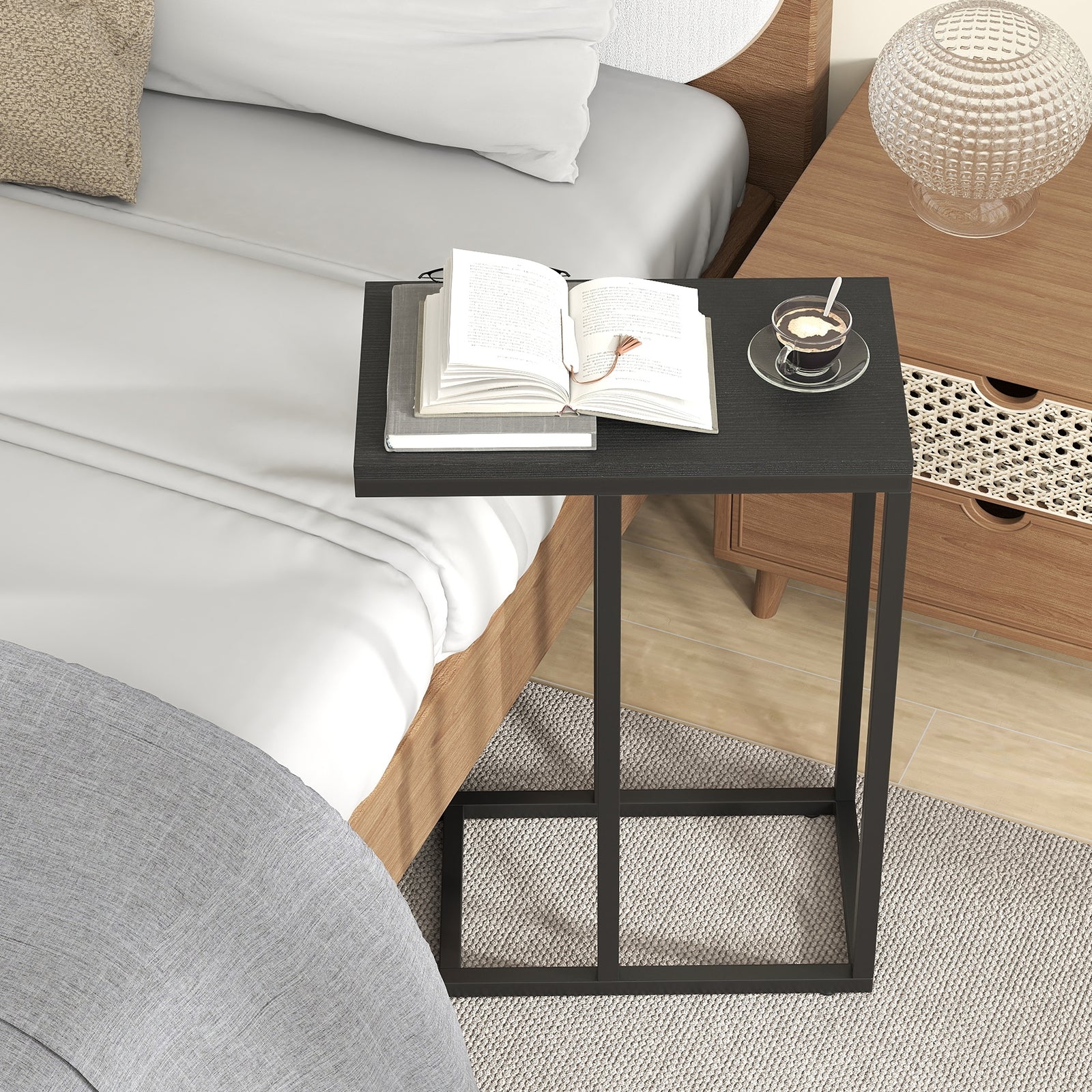 C-Shaped Side Table, Heavy-Duty Metal Frame, Black End & Side Tables at Gallery Canada