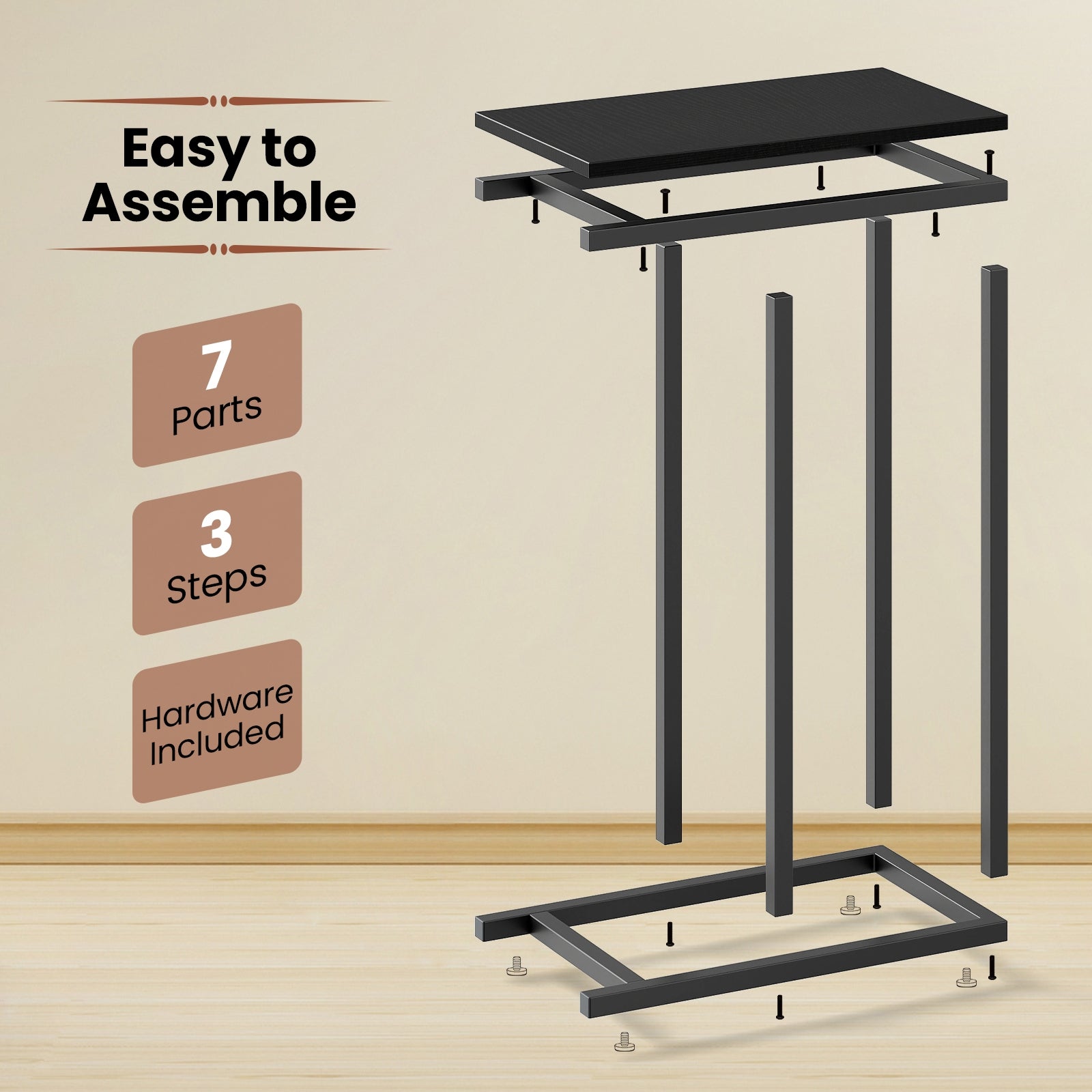 C-Shaped Side Table, Heavy-Duty Metal Frame, Black End & Side Tables at Gallery Canada