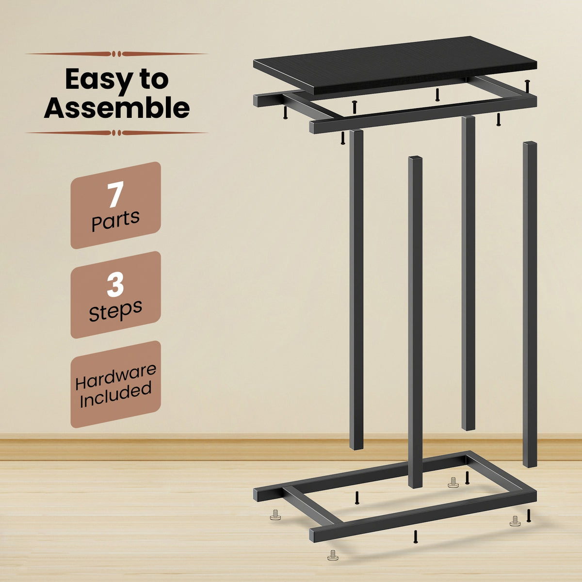 C-Shaped Side Table, Heavy-Duty Metal Frame, Black End & Side Tables at Gallery Canada