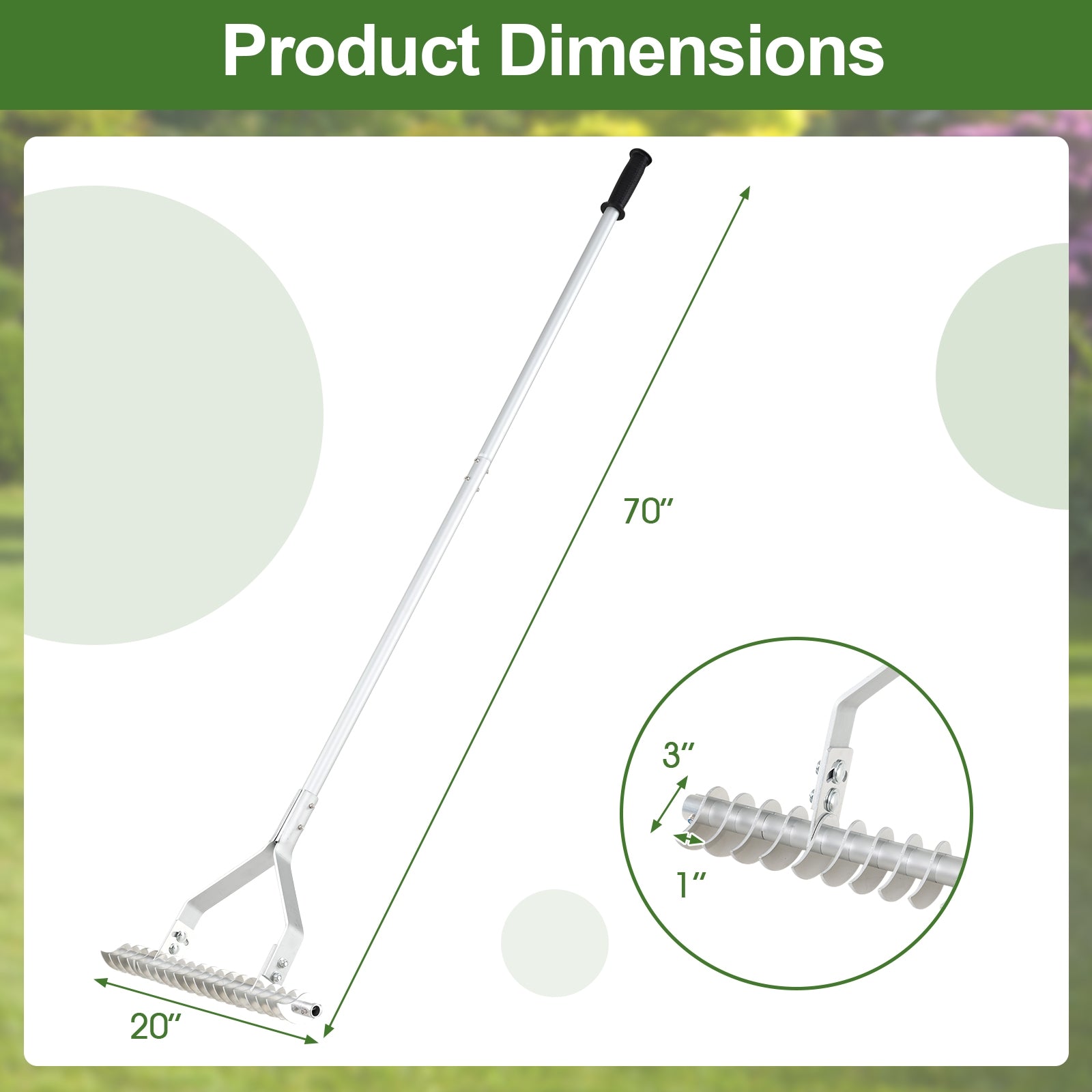 20 Inches Wide Aluminum Lawn Rake, 19 Curved Tines, Long Handle Lawn Care Tools at Gallery Canada