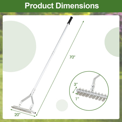 20 Inches Wide Aluminum Lawn Rake, 19 Curved Tines, Long Handle Lawn Care Tools at Gallery Canada