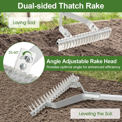 20 Inches Wide Aluminum Lawn Rake, 19 Curved Tines, Long Handle Lawn Care Tools at Gallery Canada