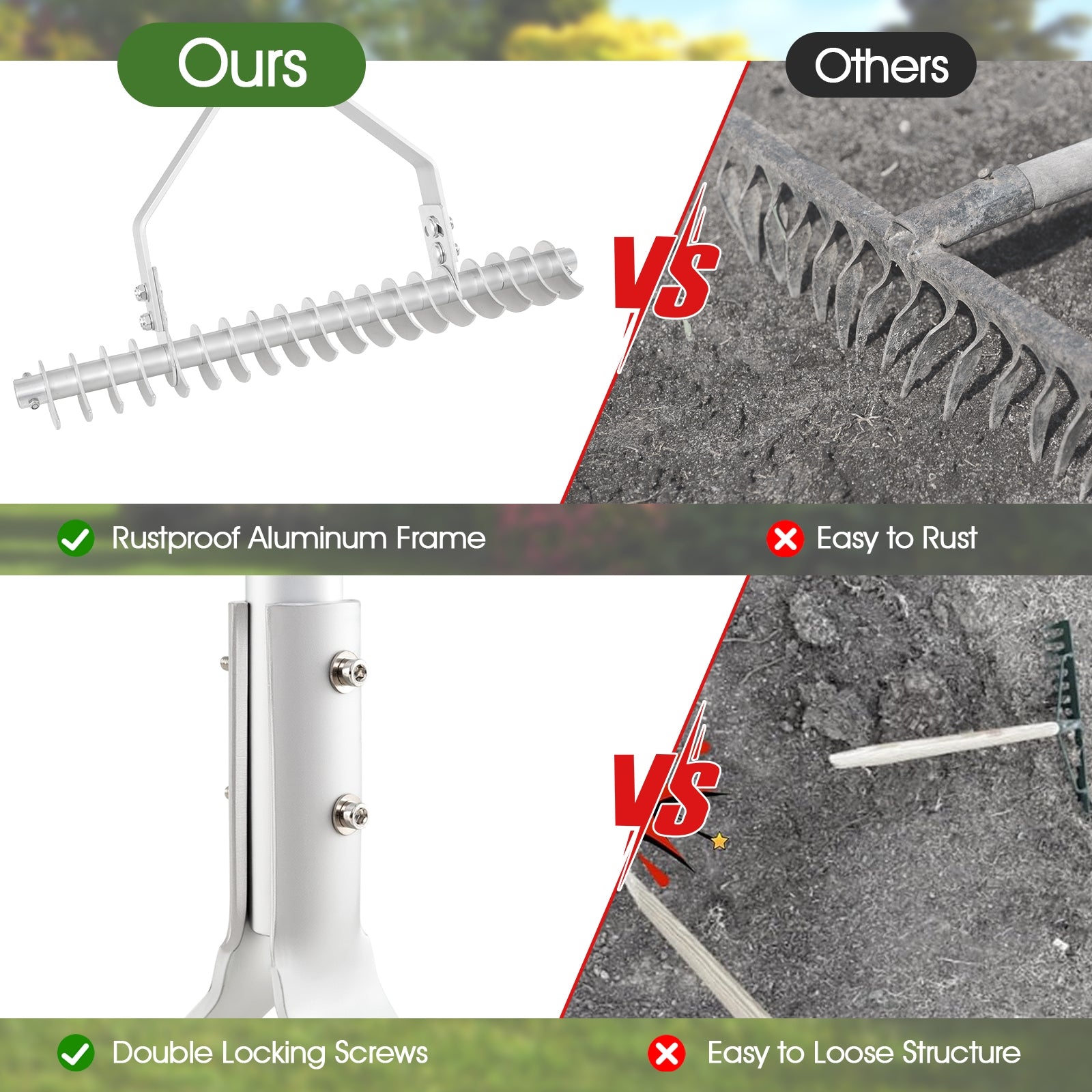 20 Inches Wide Aluminum Lawn Rake, 19 Curved Tines, Long Handle Lawn Care Tools at Gallery Canada