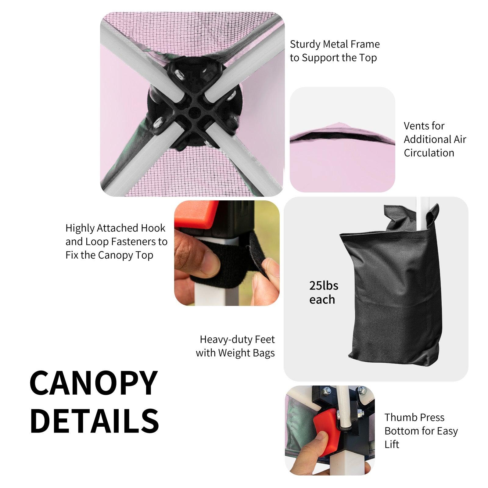 6.6 x 6.6 Feet Outdoor Pop-Up Canopy Tent, Pink Canopies at Gallery Canada