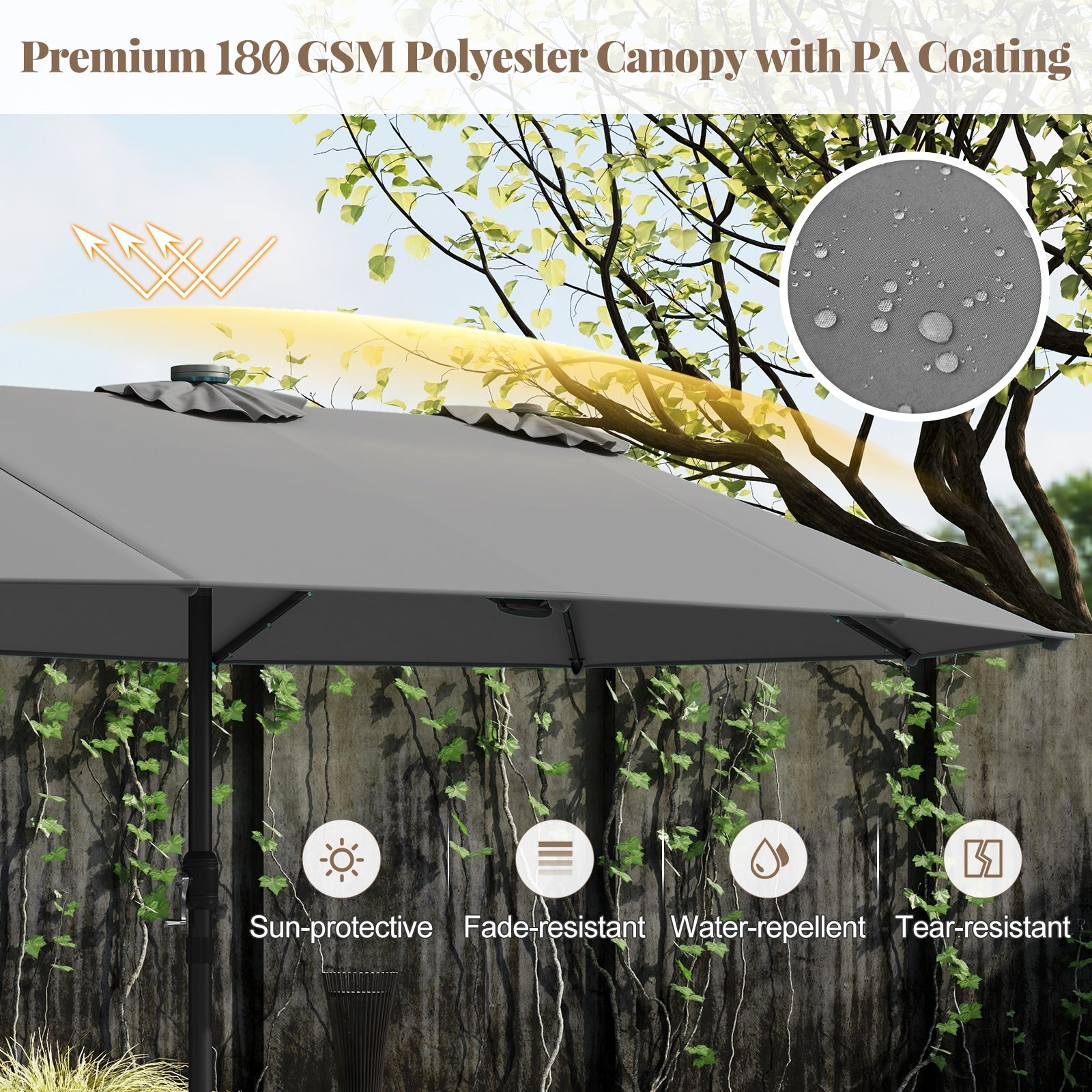 11 Piece Patio Dining Set, LED Umbrella With Base, Navy Gray Patio Dining Sets at Gallery Canada