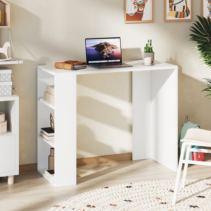 36 Inch Computer Desk, 3 Open Shelves, Home Office Study, White Writing Desks at Gallery Canada