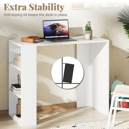 36 Inch Computer Desk, 3 Open Shelves, Home Office Study, White Writing Desks at Gallery Canada