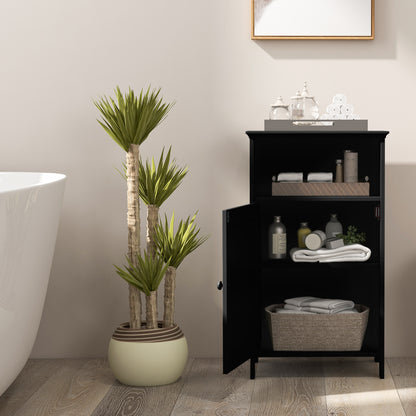 Freestanding Bathroom Floor Storage Cabinet, Adjustable Shelf, Black Floor Cabinets at Gallery Canada