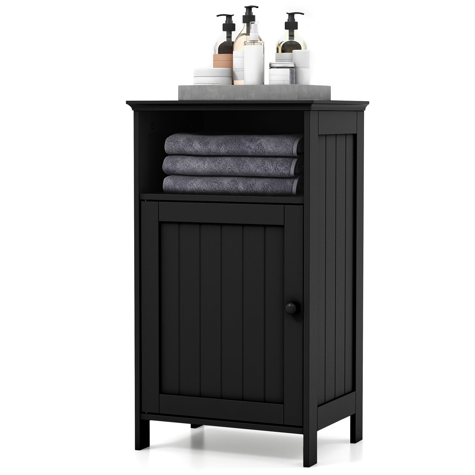 Freestanding Bathroom Floor Storage Cabinet, Adjustable Shelf, Black Floor Cabinets at Gallery Canada