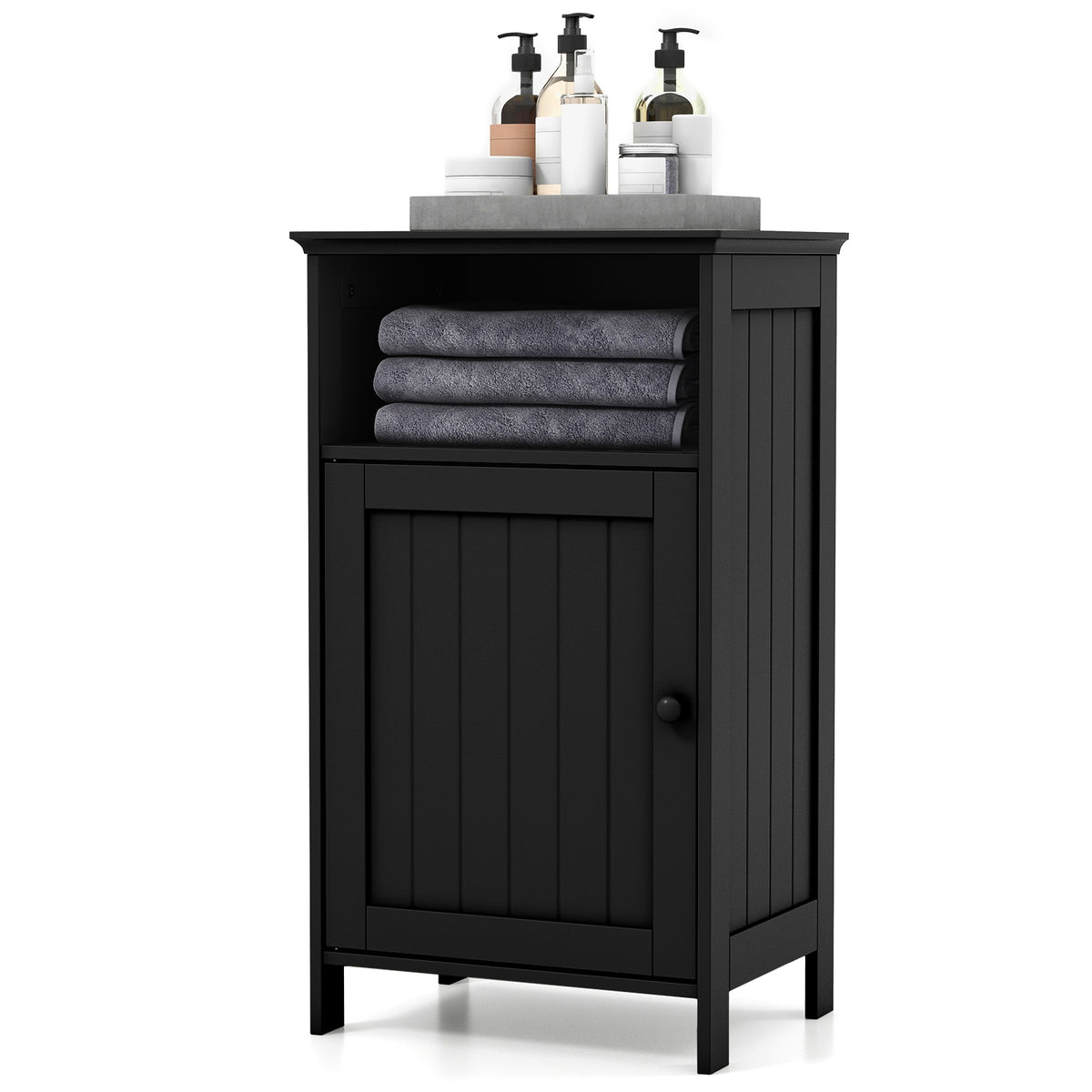 Freestanding Bathroom Floor Storage Cabinet, Adjustable Shelf, Black Floor Cabinets at Gallery Canada
