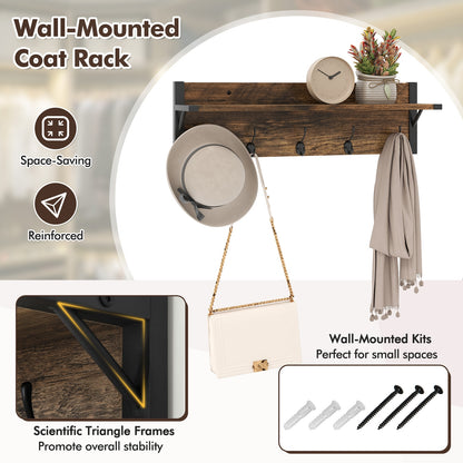 5-Tier Shoe Rack With Wall-Mounted Coat Hanger, Brown Shoe Racks & Storage Benches at Gallery Canada