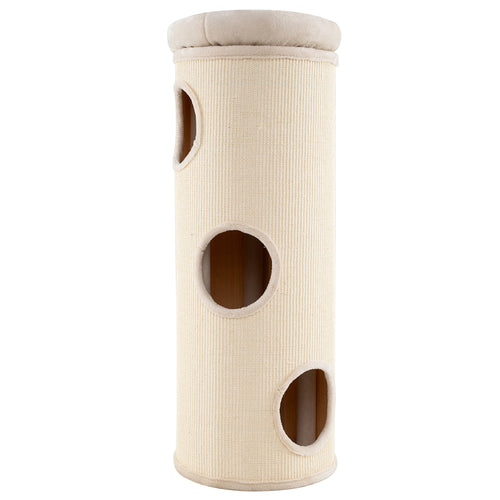 49 Inch Elevated Cat Cave, 4-Story Cat House, Beige