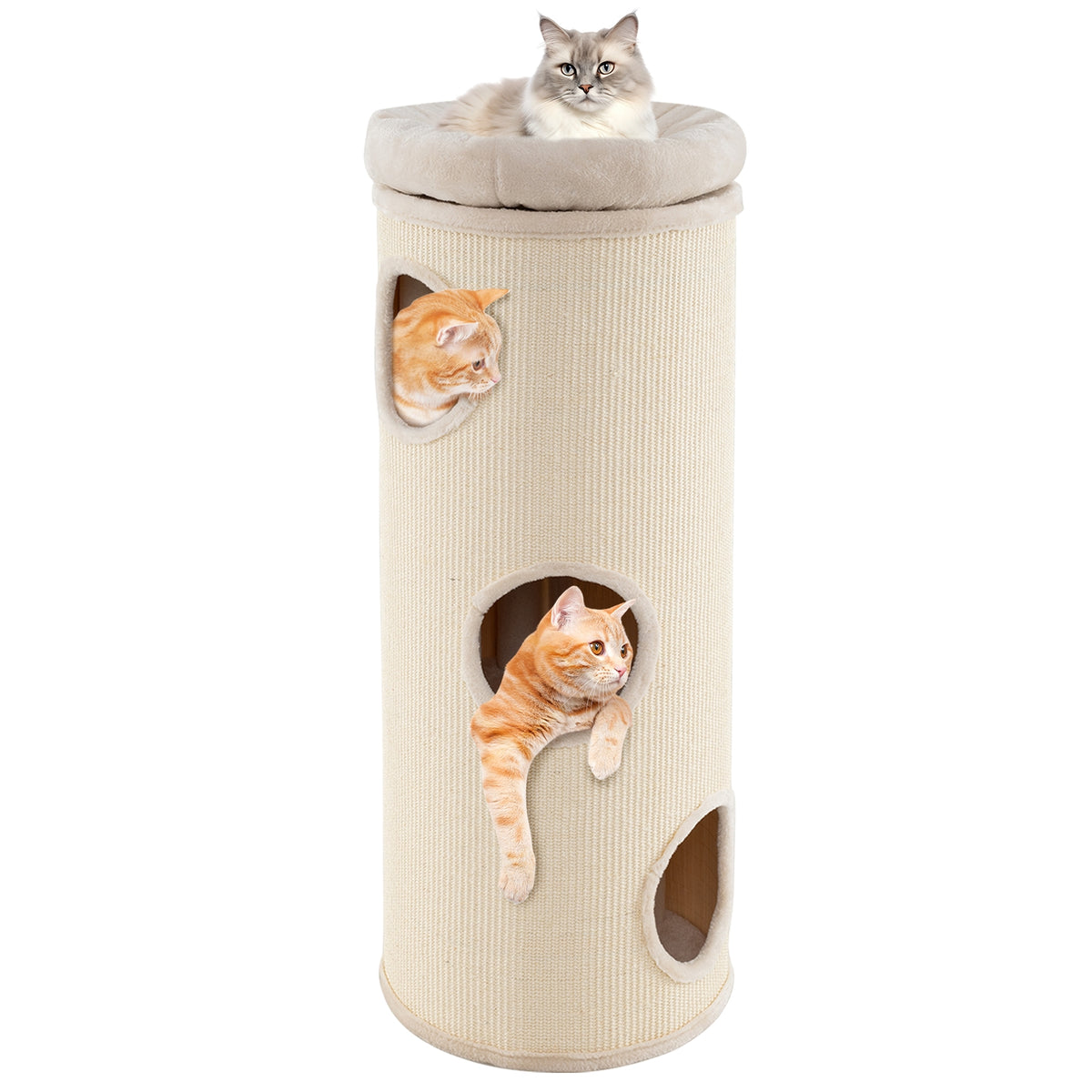 49 Inch Elevated Cat Cave, 4-Story Cat House, Beige Cat Houses at Gallery Canada