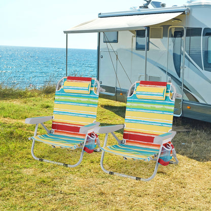 Foldable Backpack Beach Chair, With Cup Holder And Storage Pockets, Multicolor Beach & Lawn Chairs at Gallery Canada