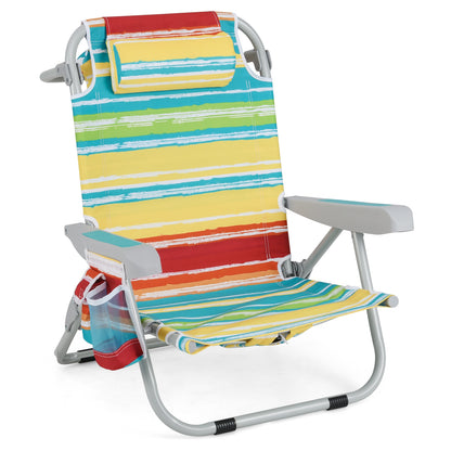 Foldable Backpack Beach Chair, With Cup Holder And Storage Pockets, Multicolor Beach & Lawn Chairs at Gallery Canada