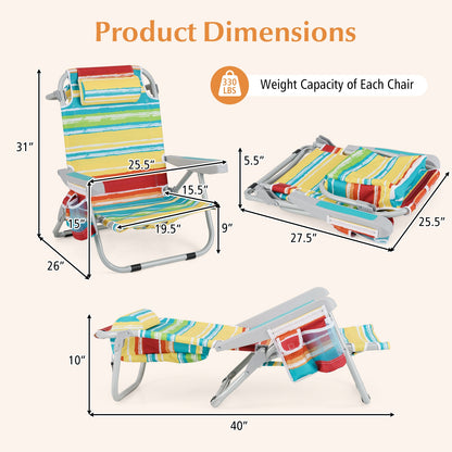 Foldable Backpack Beach Chair, With Cup Holder And Storage Pockets, Multicolor Beach & Lawn Chairs at Gallery Canada