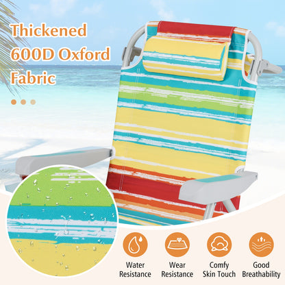 Foldable Backpack Beach Chair, With Cup Holder And Storage Pockets, Multicolor Beach & Lawn Chairs at Gallery Canada