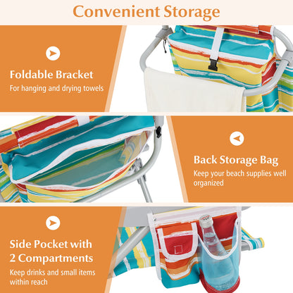 Foldable Backpack Beach Chair, With Cup Holder And Storage Pockets, Multicolor Beach & Lawn Chairs at Gallery Canada
